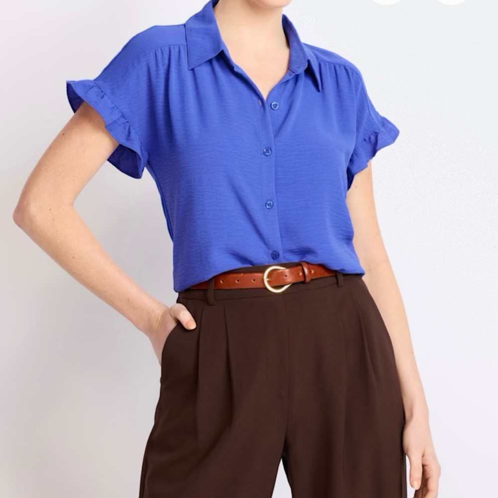Elegant Blue Button-Down Shirt for Women